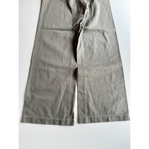 KLAXON HOWL Army Green 100% Cotton Twill Wide Leg Cropped Sailor Pants, Size 28 - Picture 7 of 13